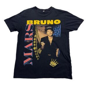 Bruno Mars Shirt Mens Medium Black 24K Magic World Tour Concert Band Tee